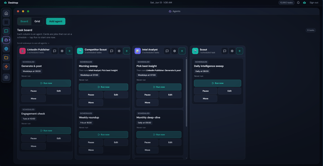 CloudAxis agents board screenshot