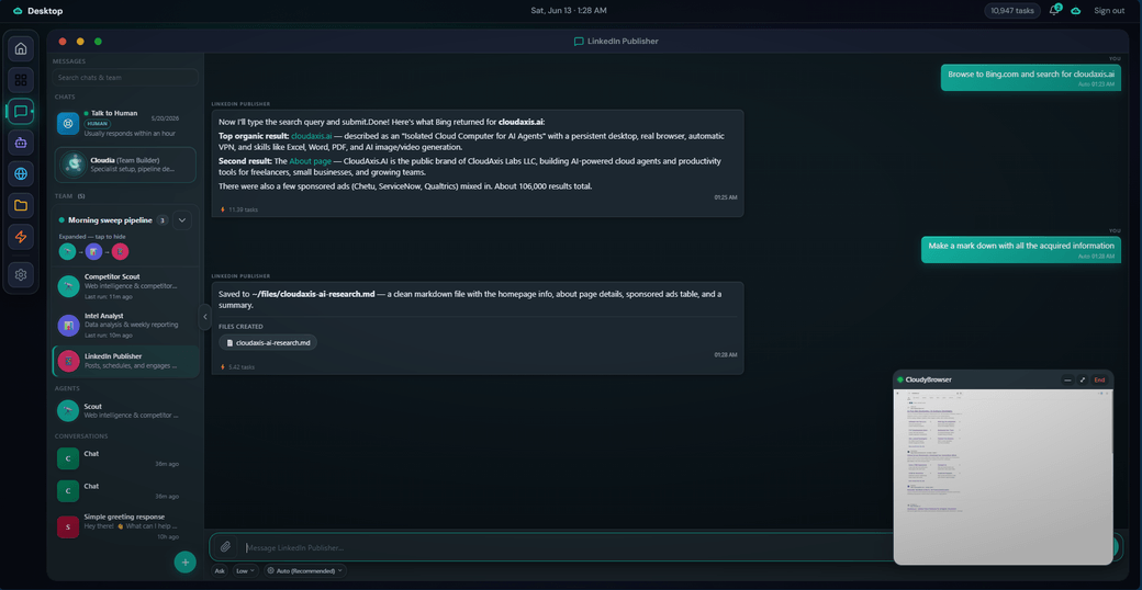 CloudAxis — AI Cloud Computer on Autopilot | Free Start